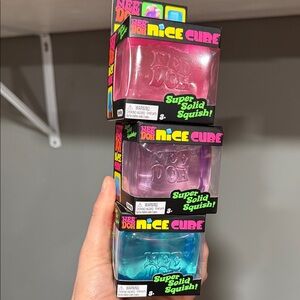 Nee Doh Nice Cube Kids Toy - Pink, Purple, Blue Super Solid Squish